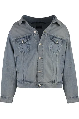 Balenciaga Kurtki, Mężczyzna, Niebieski, S, Denim, Vintage Off-Shoulder Bawełniana Kurtka