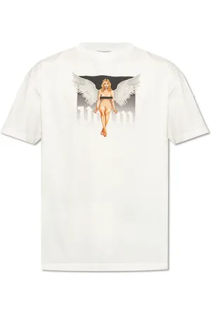 Palm Angels Koszulki, Mężczyzna, Biały, M, Bawełna, T-shirt z nadrukiem
