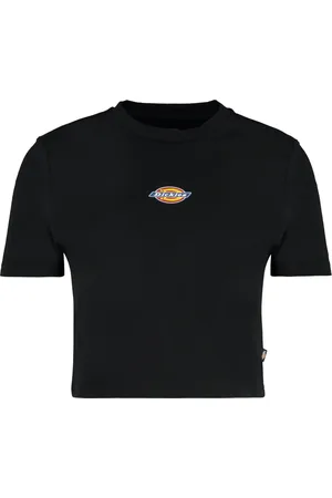 Dickies Koszulki, Kobieta, Czarny, M, Koszulka z Logo w Kroju Crop