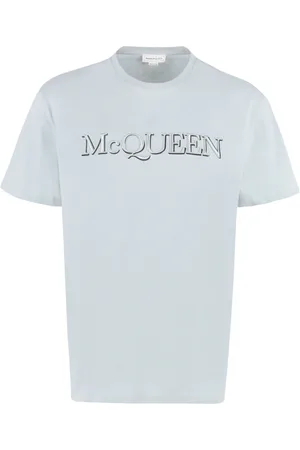 Alexander McQueen Koszulki, Mężczyzna, Niebieski, L, Bawełniana koszulka z logo
