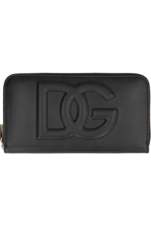 Dolce & Gabbana Akcesoria, Kobieta, Czarny, ONE SIZE, Skórzane portfele z zamkiem błyskawicznym