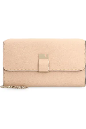 VALEXTRA Torebki, Kobieta, Różowy, ONE SIZE, Skóra, Skórzana Clutch z Paskiem na Ramię