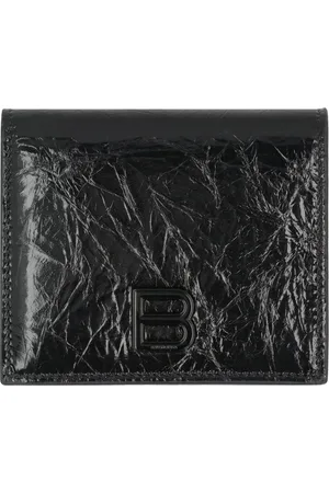Balenciaga Akcesoria, Kobieta, Czarny, ONE SIZE, Len, Portfel ze Skóry Owczej z Klapką