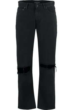 Balenciaga Jeansy, Mężczyzna, Czarny, S, Denim, Zniszczone spodnie do kolan