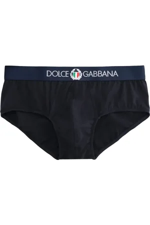 Dolce & Gabbana Bielizna, Mężczyzna, Niebieski, XL, Bawełna, Logo elastyczna gumka bawełniane slipy