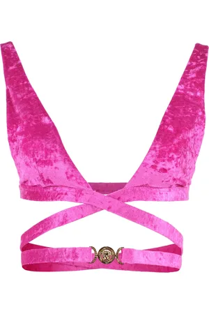 VERSACE Koszulki, Kobieta, Różowy, L, Chenille Bikini Top w Trójkącie