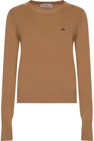Vivienne Westwood Swetry, Kobieta, brązowy, S, Kaszmir, Sweter z żebrowanym dzianiem z wełny merino
