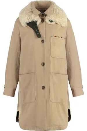 Bazar Deluxe Płaszcze, Kobieta, Beżowy, S, Canvas Parka z Zdejmowanym Kołnierzem z Futra