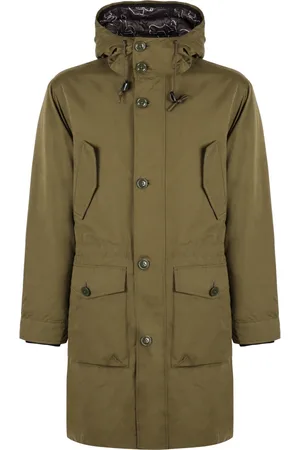 Woolrich Płaszcze, Mężczyzna, Zielony, M, Bawełna, Warstwowa kurtka parka z kapturem