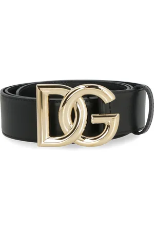 Dolce & Gabbana Akcesoria, Kobieta, Czarny, 85 CM, Złoty Metalowy Sprzączka Skórzany Pasek