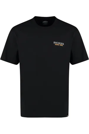 Dickies Koszulki, Mężczyzna, Czarny, S, Bawełniana koszulka z okrągłym dekoltem i nadrukiem na plecach