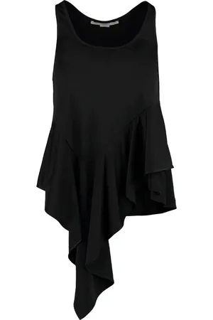 Stella McCartney Koszulki, Kobieta, Czarny, M, Koszulka z Jerseyu z Marszczonym Rąbkiem