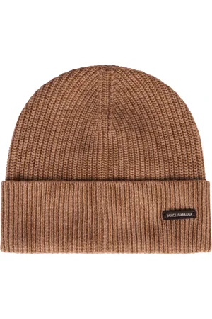 Dolce & Gabbana Akcesoria, Mężczyzna, brązowy, ONE SIZE, Rozpinany Wełniany Beanie