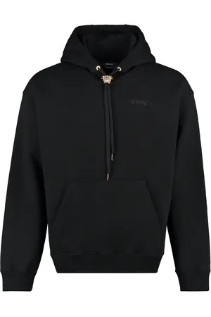 VERSACE Bluzy, Mężczyzna, Czarny, S, Rozpinany bawełniany hoodie