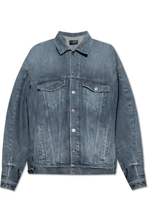 Balenciaga Kurtki, Mężczyzna, Niebieski, S, Len, Kurtka jeansowa