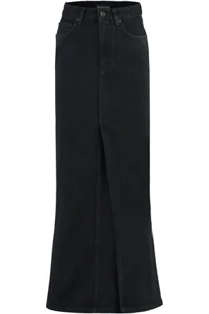 Balenciaga Spódnice, Kobieta, Czarny, S, Len, Jeansyowa Spódnica z Metalowymi Guzikami