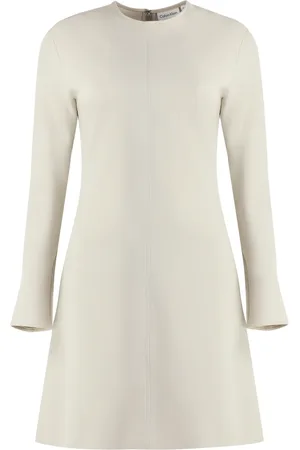 Calvin Klein Sukienki, Kobieta, Beżowy, S, Bawełna, Elegancka sukienka z wiskozy