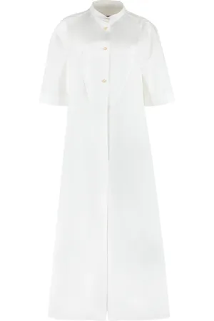 Jil Sander Sukienki, Kobieta, Biały, S, Bawełna, Bawełniana sukienka koszulowa z mankietami