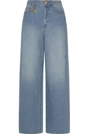 ZIMMERMANN Jeansy, Kobieta, Niebieski, W24, Bawełna, Crush Jeansy o prostym krojuy