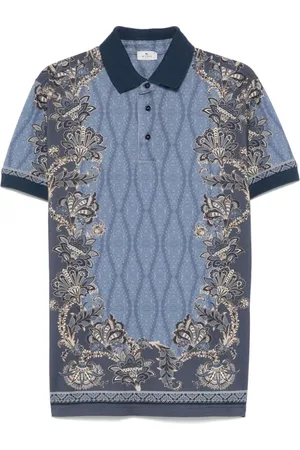 Etro Koszulki, Mężczyzna, Wielobarwność, 2XL, Bawełna, Granatowy sweter polo