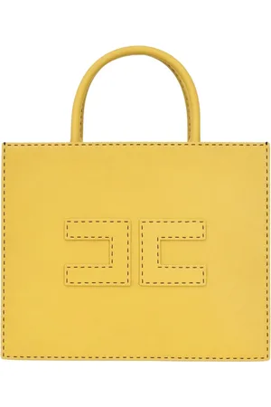 Elisabetta Franchi Torebki, Kobieta, Żółty, ONE SIZE, Żółta Torba Shopper z Paskiem na Ramię