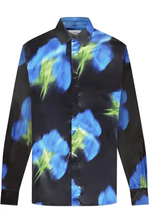 FLÂNEUR Koszule, Mężczyzna, Wielobarwność, S, Blurred Flower Hooded Shirt