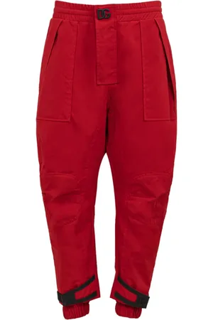 Dolce & Gabbana Spodnie, Mężczyzna, Czerwony, M, Spodnie cargo z wytłoczonym logo