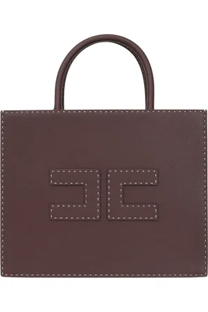 Elisabetta Franchi Torebki, Kobieta, brązowy, ONE SIZE, Poliester, Brązowa torba shopper z paskiem na ramię