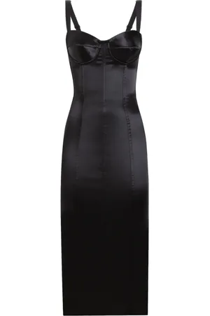 Dolce & Gabbana Sukienki, Kobieta, Czarny, M, Spandex, Czarna Sukienka z Dekoltem w Sercu