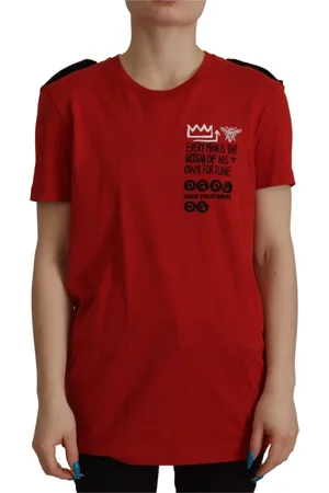 Dolce & Gabbana Koszulki, Kobieta, Czerwony, M, Czerwony T-shirt z okrągłym dekoltem