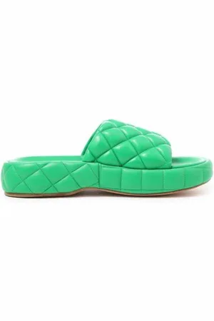 Bottega Veneta Buty, Kobieta, Zielony, 39 EU, Skóra, Stylowe sandały na letnie stylizacje