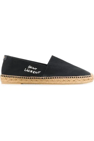 Saint Laurent Buty, Mężczyzna, Czarny, 44 EU, Czarne Espadryle z Logo z Kanwy