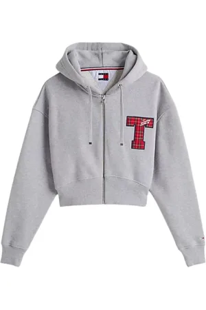 Tommy Hilfiger Bluzy, Kobieta, Szary, M, Szara Bluza z Zamkiem Styl Sportowy