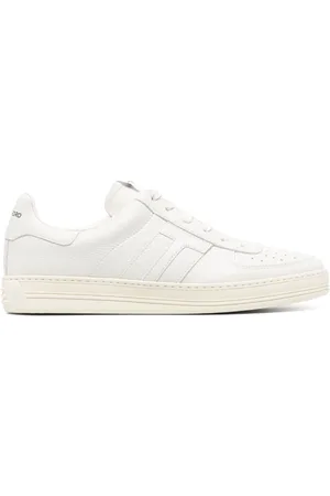 Tom Ford Buty, Mężczyzna, Beżowy, 40 EU, Skóra, Kremowe Skórzane Sneakersy
