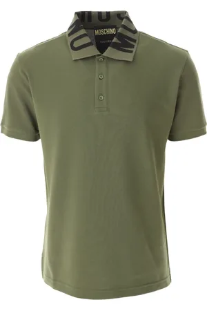 Moschino Koszulki, Mężczyzna, Zielony, L, Len, Zielony Polo z Haftem Logo