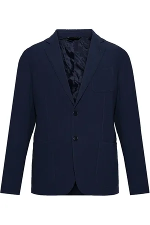 Giorgio Armani Kurtki, Mężczyzna, Niebieski, M, Niebieska Kurtka z Guzikami i Kieszeniami