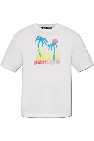 Palm Angels Koszulki, Mężczyzna, Biały, L, Bawełna, T-shirt z nadrukiem