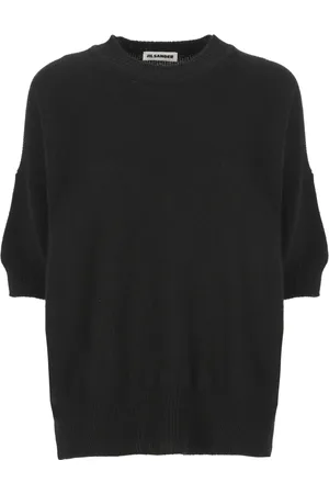Jil Sander Swetry, Kobieta, Czarny, L, Kaszmir, Czarny Sweter z Kaszmiru z Okrągłym Dekoltem