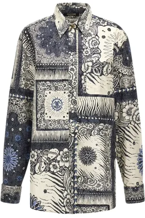 Roberto Cavalli Bluzki, Kobieta, Wielobarwność, S, Bawełna, Koszula z nadrukiem bandany