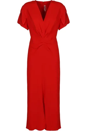 Victoria Beckham Sukienki, Kobieta, Czerwony, M, Elegancka Sukienka z Zbieranymi Szczegółami