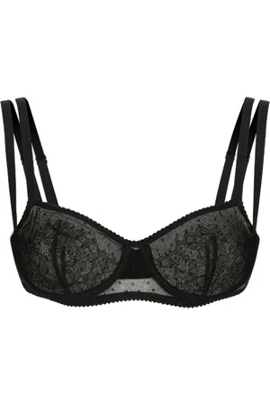 Dolce & Gabbana Bielizna, Kobieta, Czarny, L, Tiul, Czarny Biustonosz z fiszbiną Point d