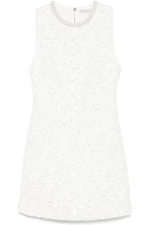 ALICE+OLIVIA Sukienki, Kobieta, Biały, S, Biała Sukienka z Cekinami