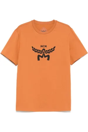MCM Koszulki, Mężczyzna, Pomarańczowy, XL, Brązowy T-shirt z nadrukiem na piersiach