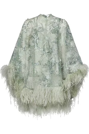 Zuhair Murad Sukienki, Kobieta, Zielony, M, Tiul, Zielona Sukienka z Kwiatowym Haftem