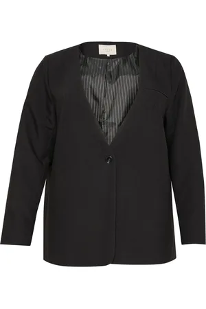 Kaffe Kurtki, Kobieta, Czarny, 5XL, Czarna Głęboka Marynarka Kurtka Stylowa