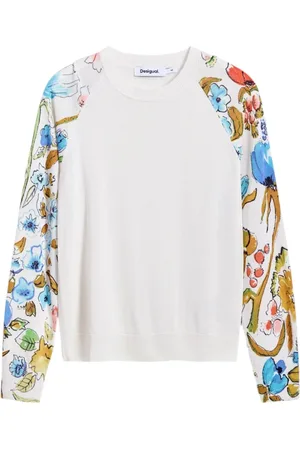 Desigual Swetry, Kobieta, Biały, L, Kolekcja Wiosna/Lato Damskich Bluze