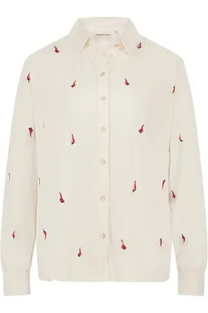 Fabienne Chapot Bluzki, Kobieta, Beżowy, L, Len, Lot Embro Blouse