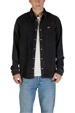 Tommy Hilfiger Koszule, Mężczyzna, Czarny, M, Koszula z długim rękawem Kolekcja Wiosna/Lato