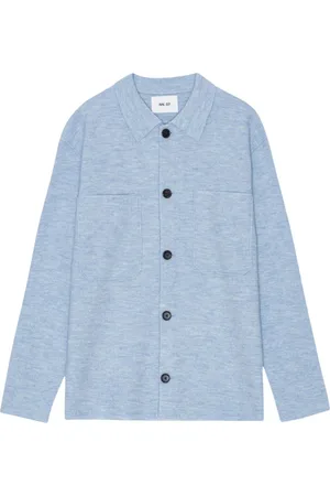 NN.07 Kurtki, Mężczyzna, Niebieski, XL, Koszula Overshirt z wełny merynosa w kolorze pudrowego niebieskiego