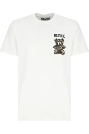 Moschino Koszulki, Mężczyzna, Biały, L, Biała koszulka z nadrukiem misia